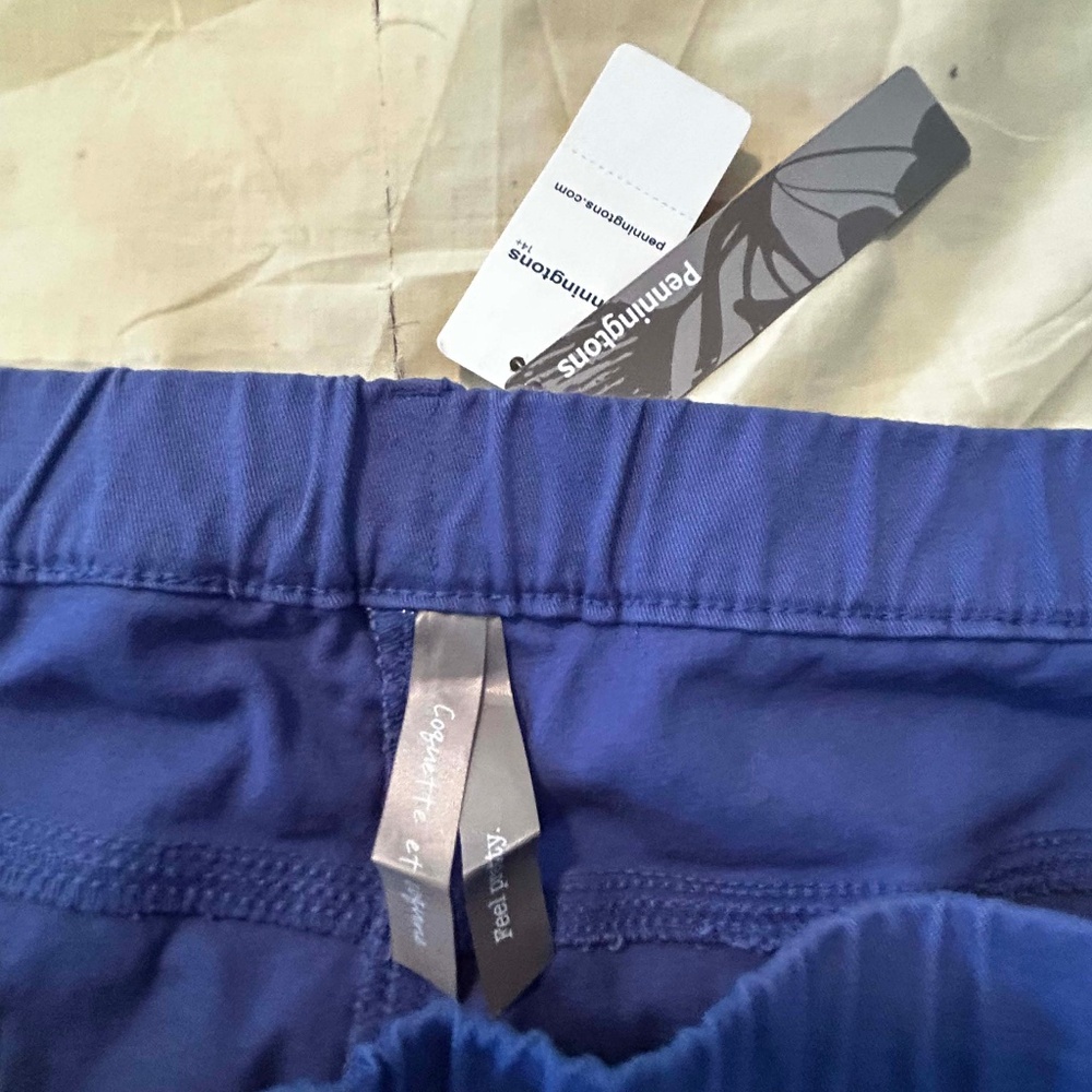 CAPRI, SAVVY FIT TWILL, CROWN BLUE, SIZE 28, COTTON BLEND, POCKETS, ELASTIC WAIS